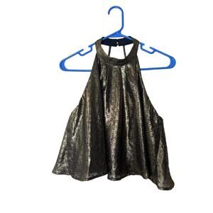 Le Lis halter crop top blouse going out Y2K sheer gold small